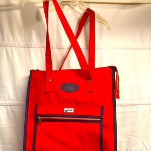 SKYWAY Vintage Luggage Red Rolling Carry-On Travel Bag W/ Zipper Pouch 1960s/70s